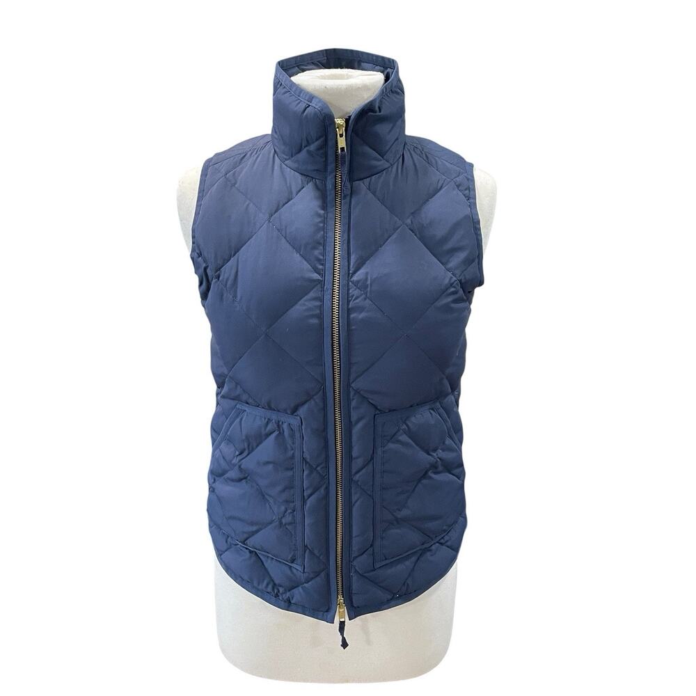 J. Crew Quilted Puffer Vest Women XXS Blue Down Insulated Casual Hiking Gorpcore